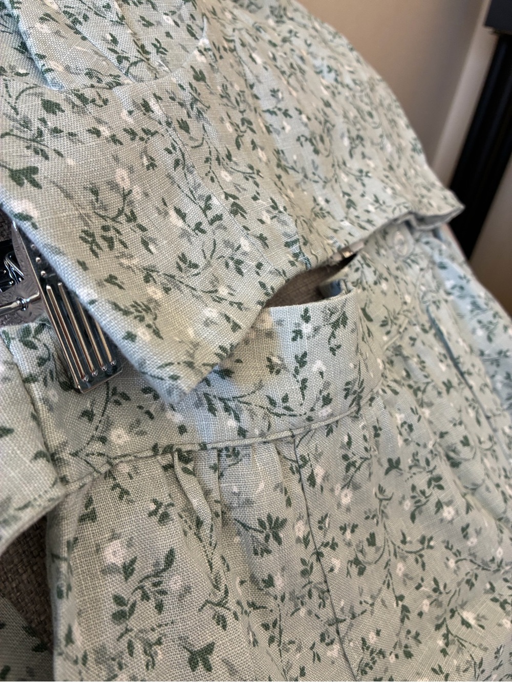 Reformation Mint Green Floral 100% Linen Set - Picture 5 of 8